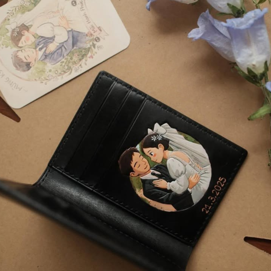 Billetera Bifold de Cuero para Aniversario de Bodas