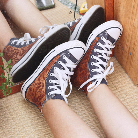 Custom Hand-Tooled Leather Patch Converse Chuck Taylor All Star