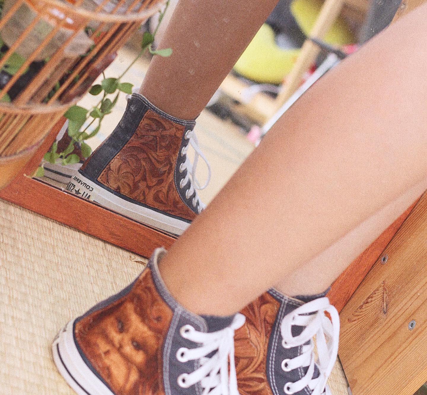 Custom Hand-Tooled Leather Patch Converse Chuck Taylor All Star