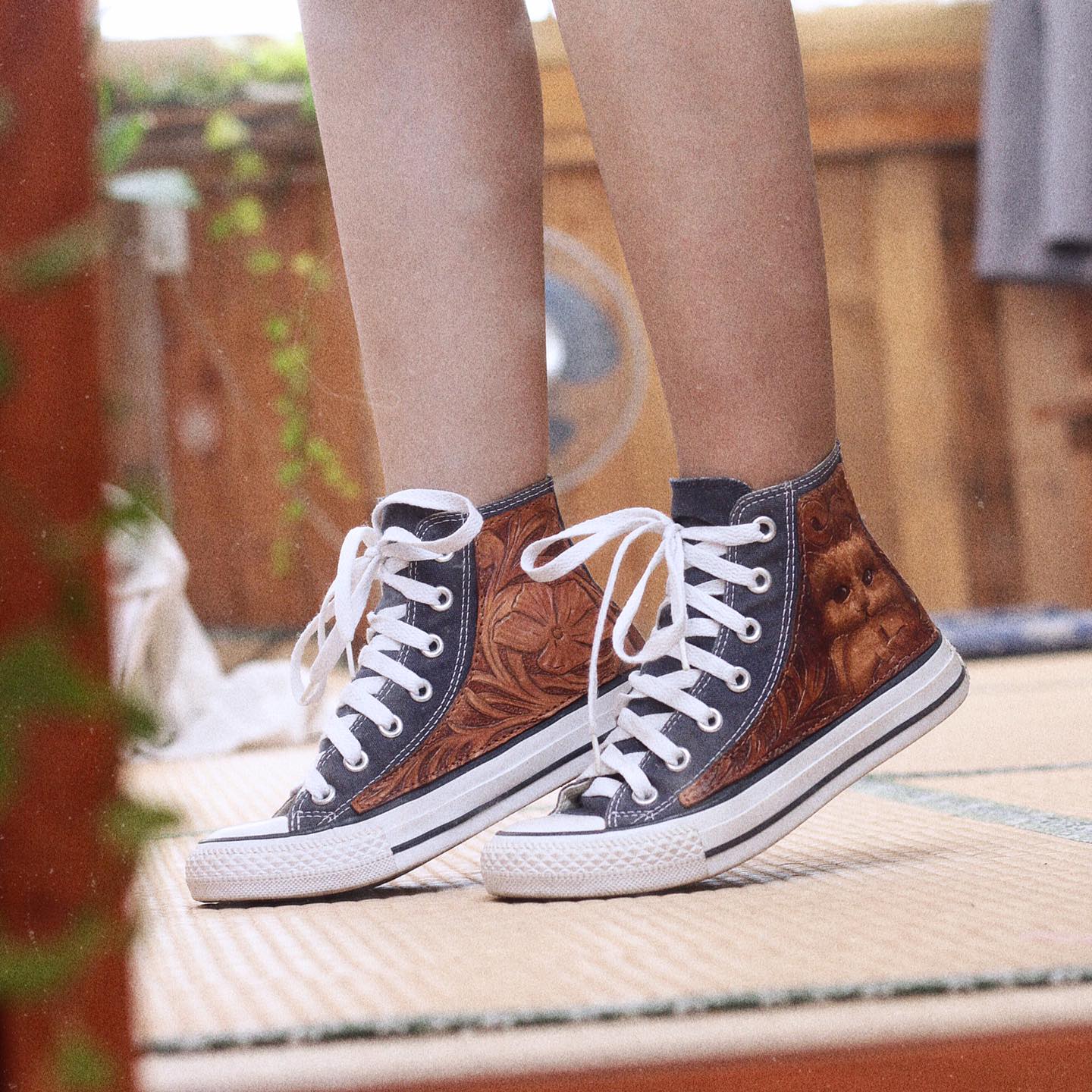 Custom Hand-Tooled Leather Patch Converse Chuck Taylor All Star