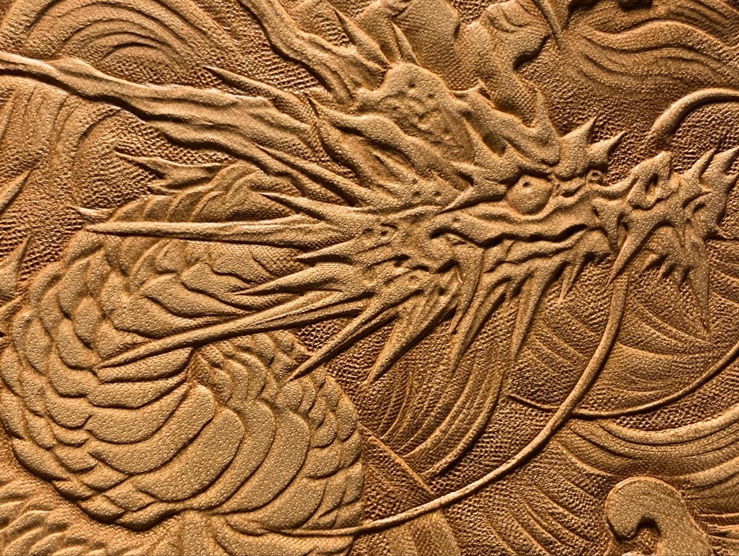 Dragon and Waves Leather Bifold Wallet