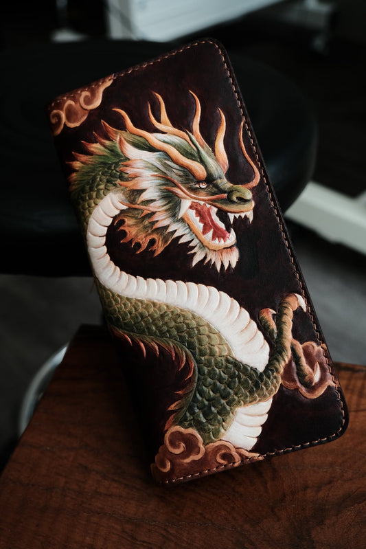 Asian Dragon Leather Long Wallet