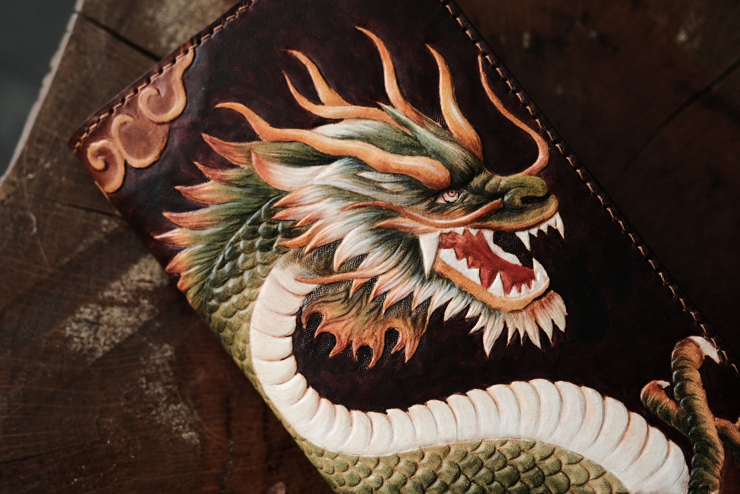 Asian Dragon Leather Long Wallet