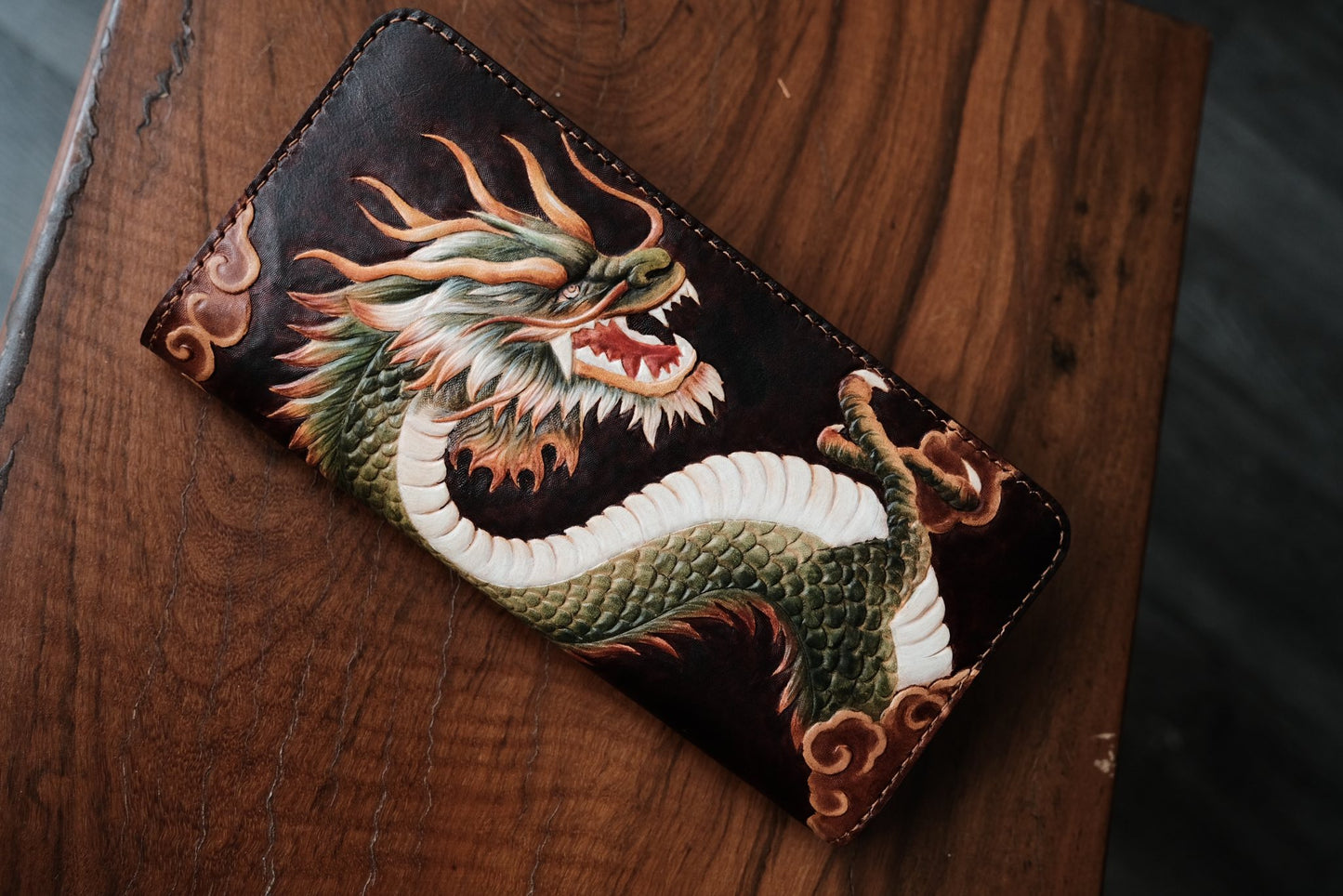 Asian Dragon Leather Long Wallet