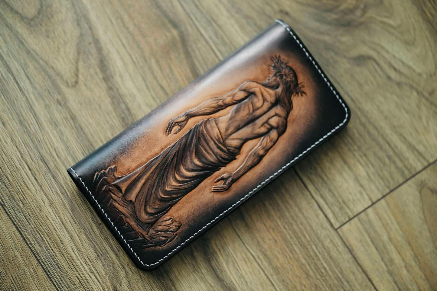 Jesus Carved Leather Wallet