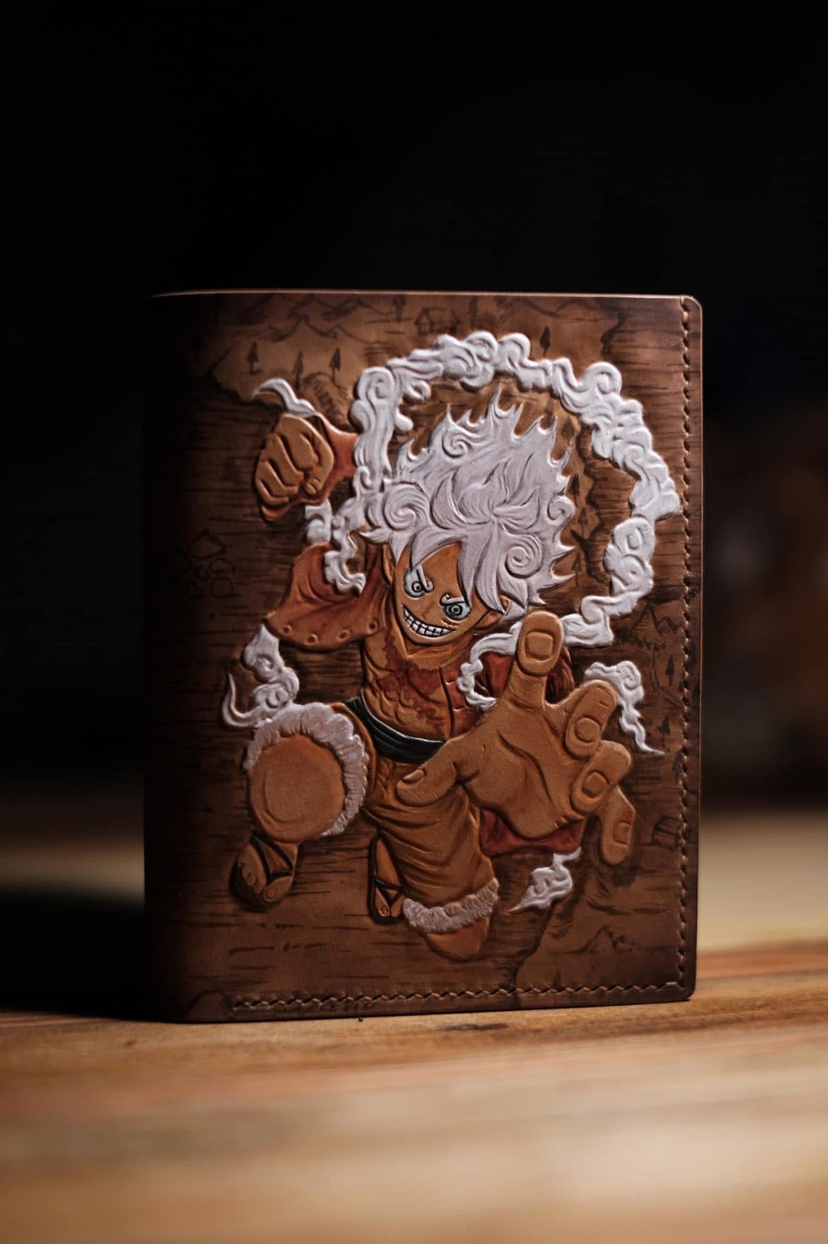A Thornyx hand-carved leather piece