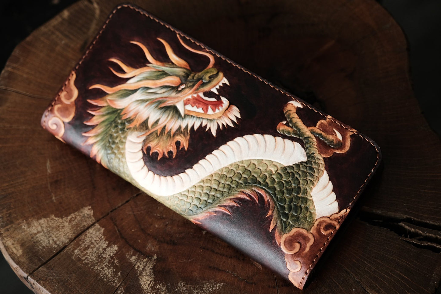 Asian Dragon Leather Long Wallet